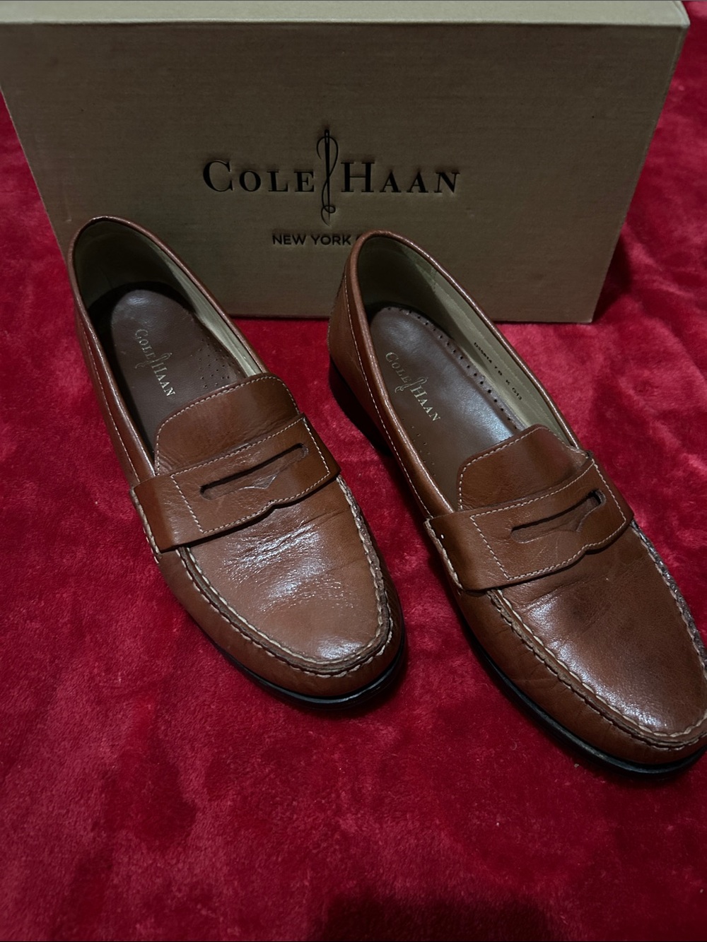 Cole Haan Tan/Brown Leather Penny Loafers